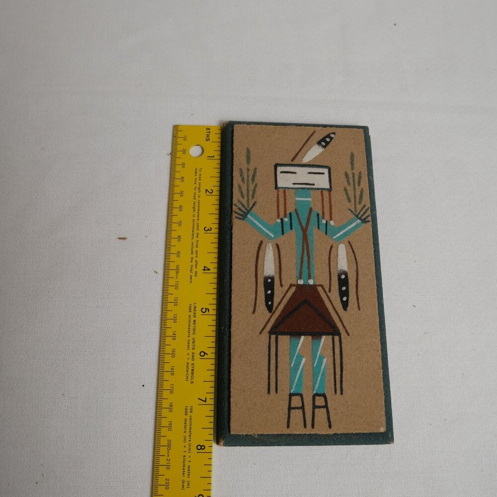 Navajo Sand Painting Yei Female Native American 8”x4” Signed By The Artist - Picture 3 of 11